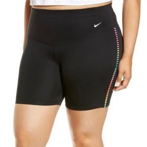 Nike Women's One Rainbow Plus Size 7" Ladder Training Biker Shorts Black 1X NWT